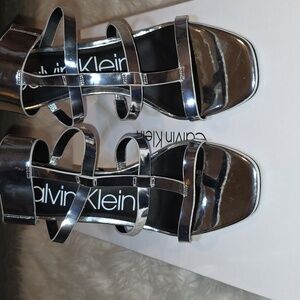 Calvin Klein Women's Metallic Silver Heels